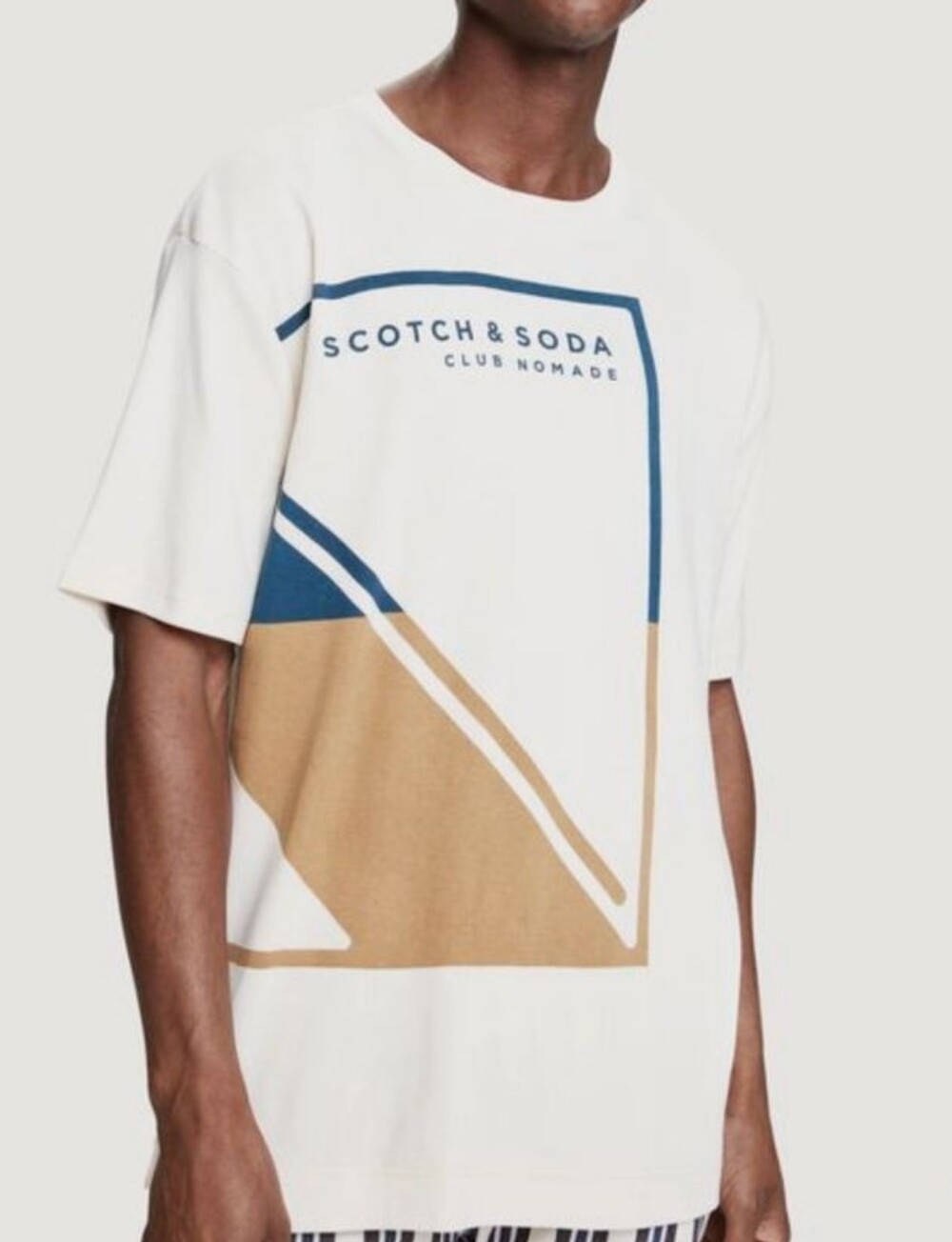 Scotch & Soda Men's White Graphic Logo Tee - Club Nomade Man Large 100% Cotton